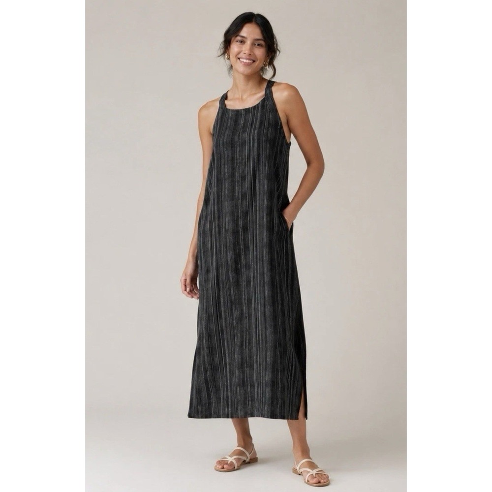 Athleta Arrival Maxi Dress Size Small in Amara Stripe Black Crisscross Straps